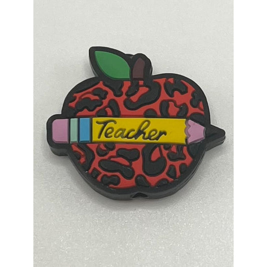 Red Teacher Jaguar Print Apple Pencil Silicone Focal Beads