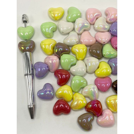 Heart Acrylic Beads Glow in the Dark Luminous, 19mm by 21mm, WQ