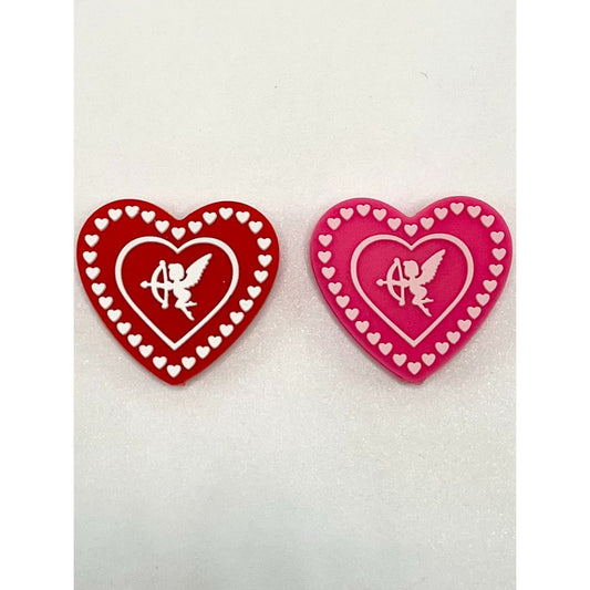 Cupid Love Heart Valentines Silicone Focal Beads