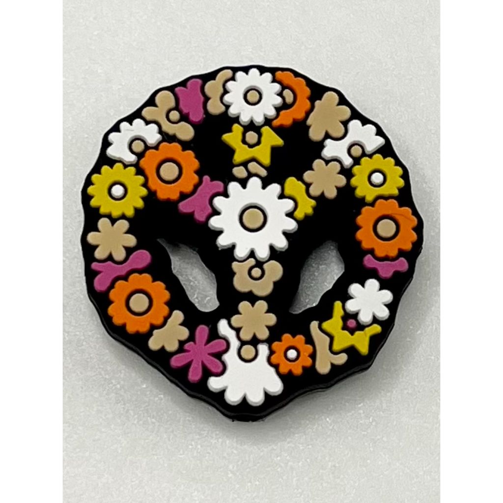 Peace Sign with Flowers Silicone Focal Beads