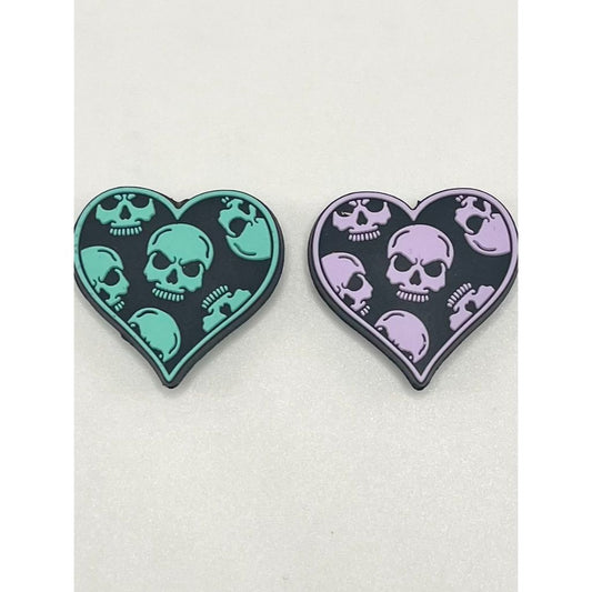 Heart with Skull Silicone Focal Beads