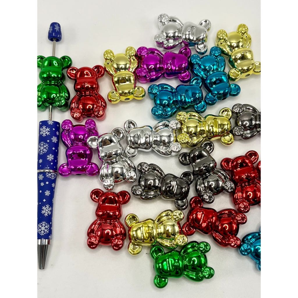 Metallic Color Bear Acrylic Beads, 23mm by 33mm, XBL