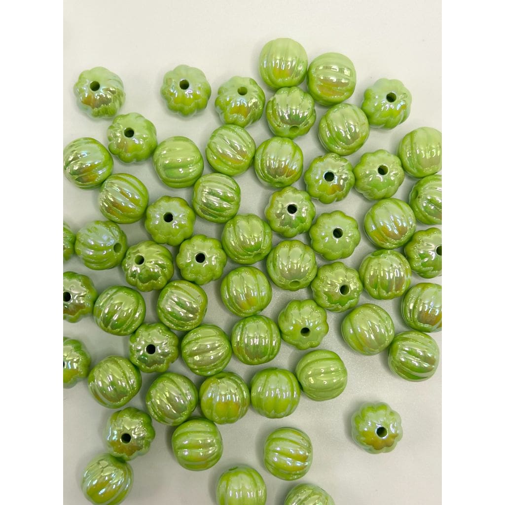 Textured Pumpkin Shaped Acrylic Beads with Stripes, 16mm, UV finish, Random Mix, LD, Please Read the Description