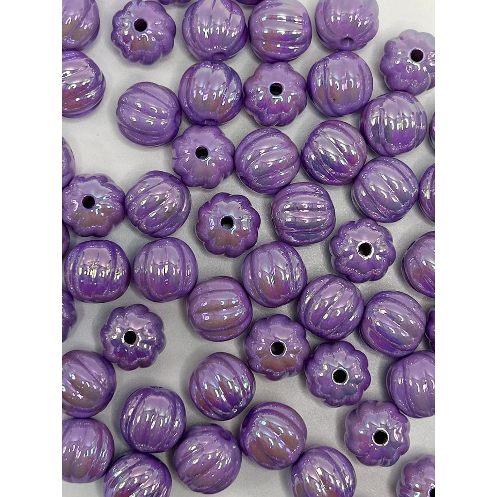 Textured Pumpkin Shaped Acrylic Beads with Stripes, 16mm, UV finish, Random Mix, LD, Please Read the Description