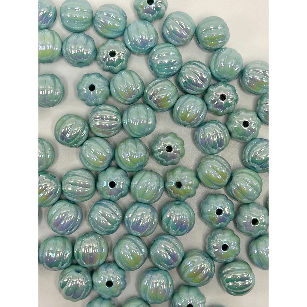 Textured Pumpkin Shaped Acrylic Beads with Stripes, 16mm, UV finish, Random Mix, LD, Please Read the Description