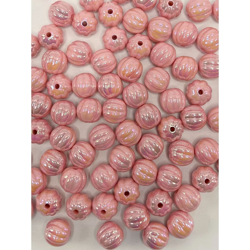 Textured Pumpkin Shaped Acrylic Beads with Stripes, 16mm, UV finish, Random Mix, LD, Please Read the Description