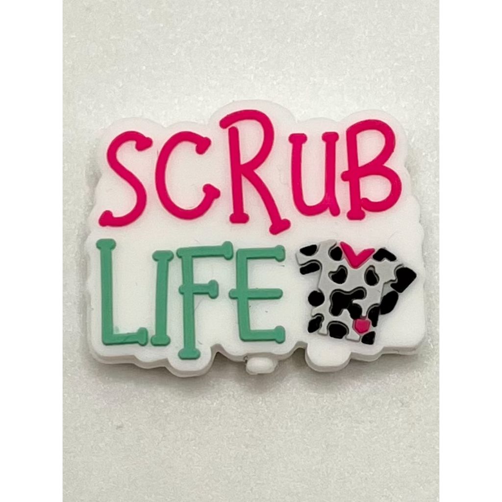 Scrub Life with Cow Print Nurse Shirt Silicone Focal Beads