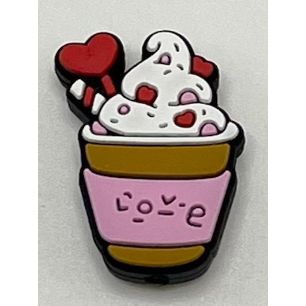 Love Ice Cream with Heart Silicone Focal Beads