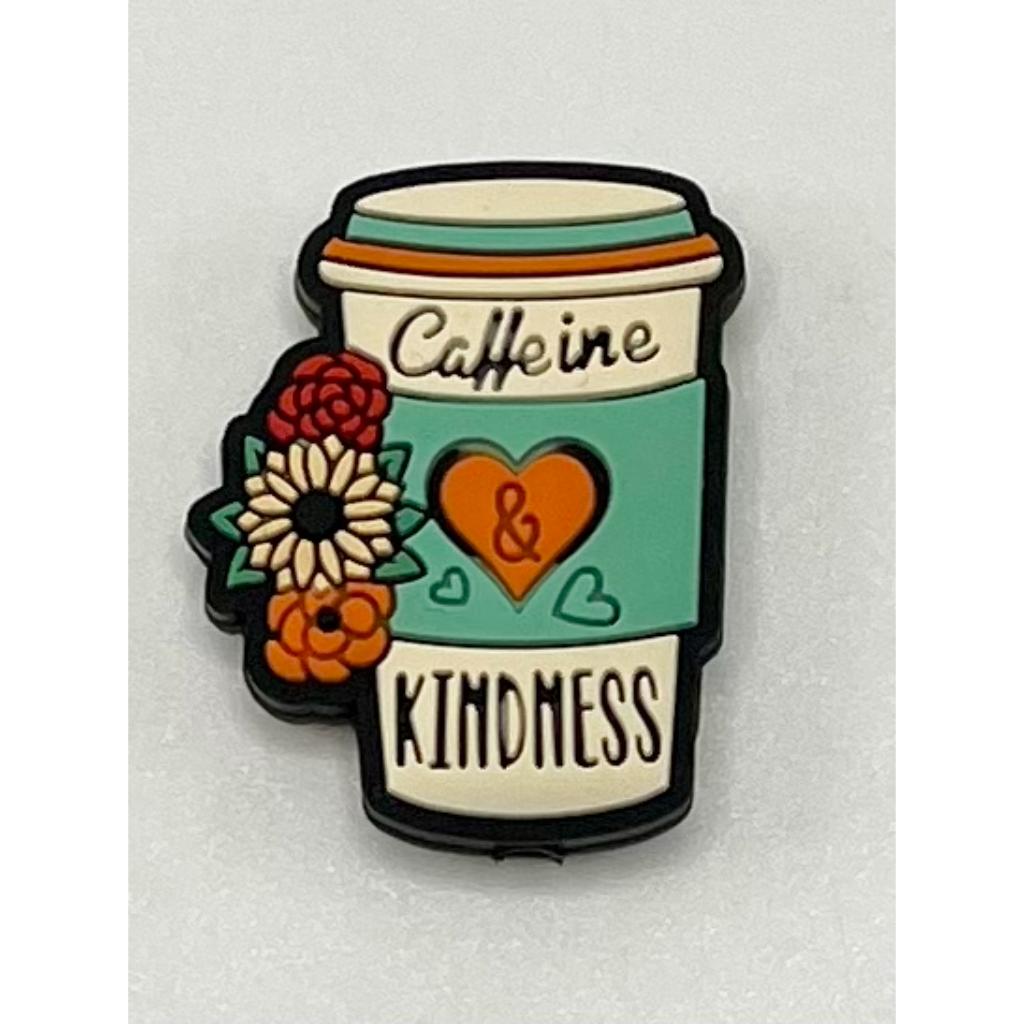 Caffeine Heart & Kindness with Flower Silicone Focal Beads