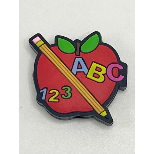 Apple ABC & 123 with Pencil Silicone Focal Beads