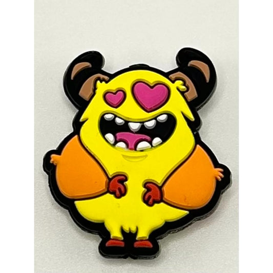 Cute Yellow Monster with Heart & Corn Silicone Focal Beads