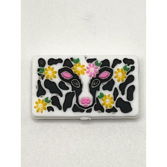 Cow Print Head with Flower Silicone Focal Beads