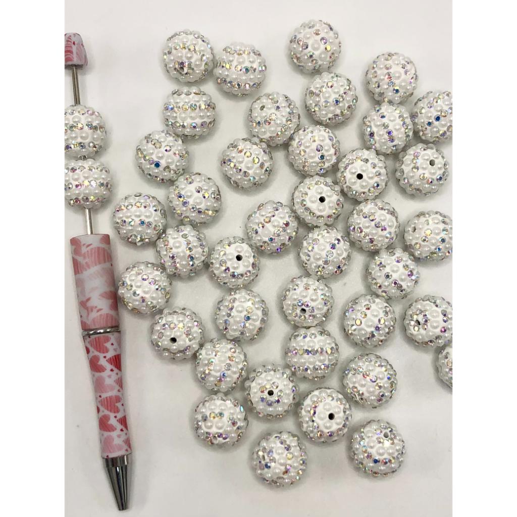 Clay Beads with Pearl & Rhinestones, 16mm, ZY