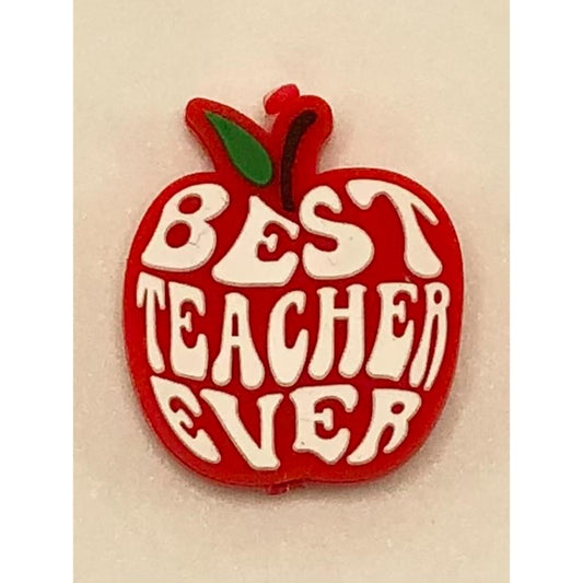 Best Teacher Ever Red Apple Silicone Focal Beads
