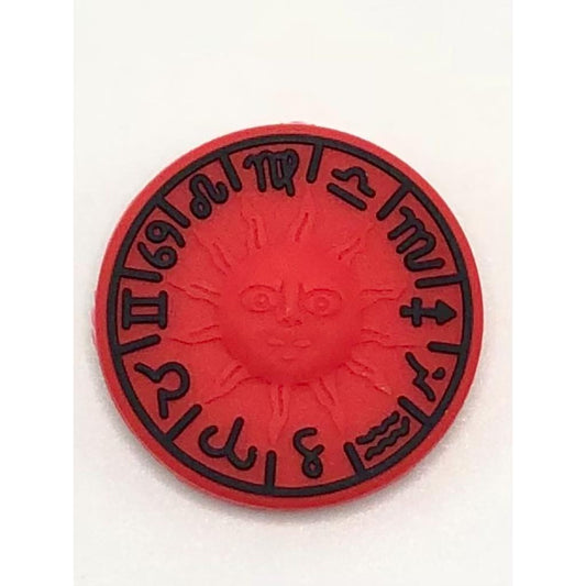 Red Sun Round Zodiac Sign Silicone Focal Beads