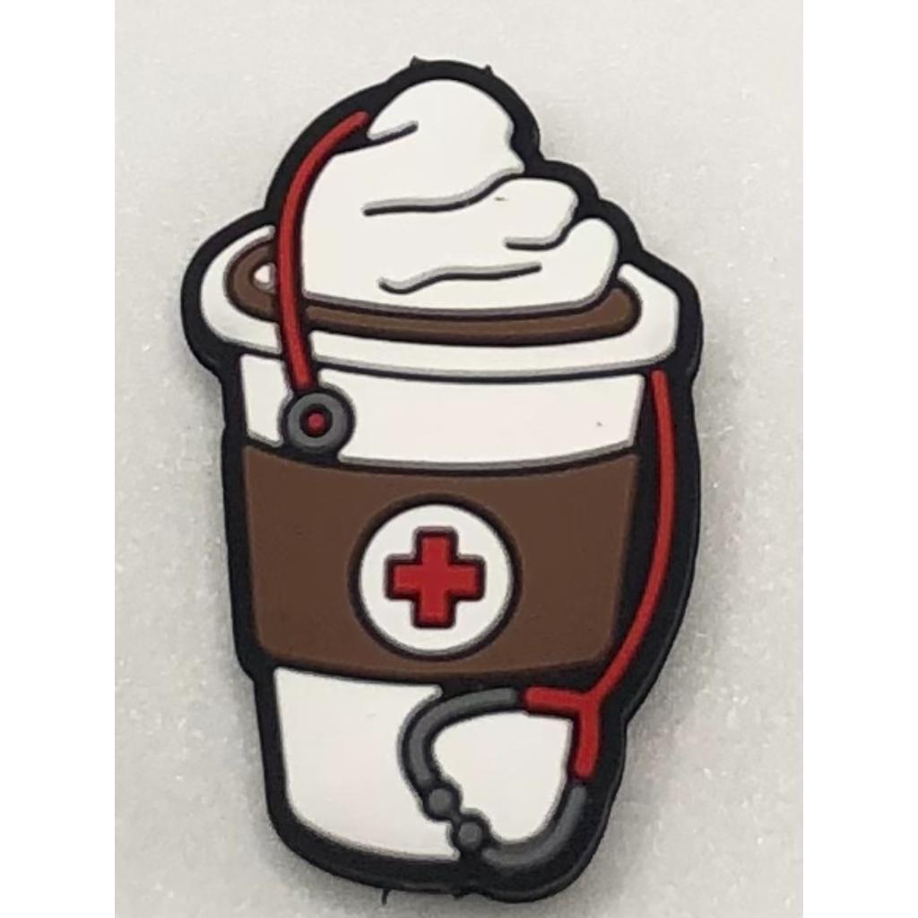 Coffee With Doctor Cross Stethoscope Silicone Focal Beads Beadable Bliss 6957