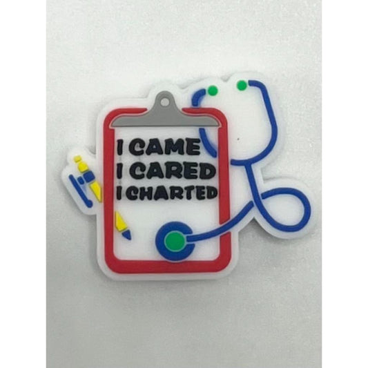 I Came I Cared I Charted Doctor Stethoscope Nurse Silicone Focal Beads