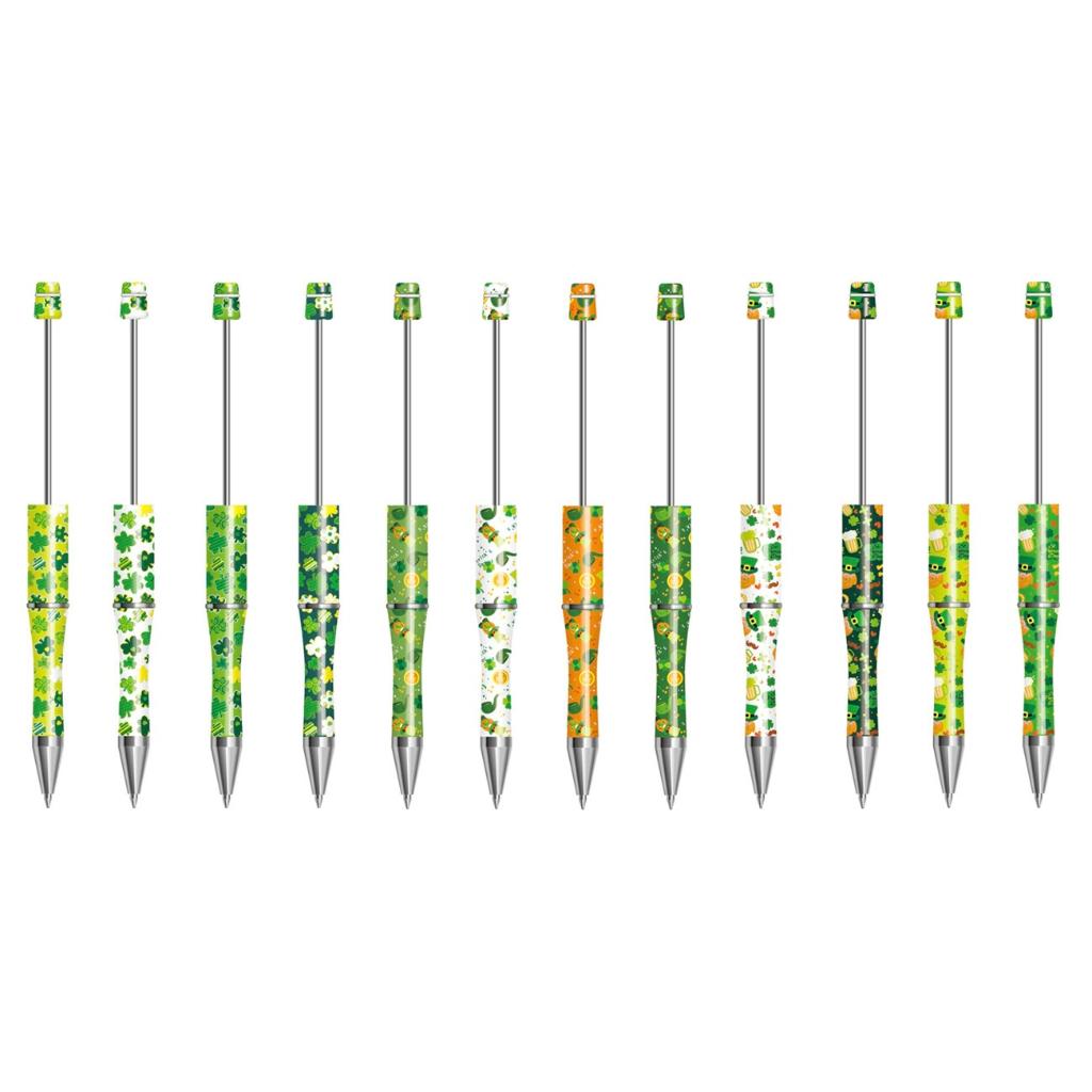 Lucky Clover Shamrock St Patrick's Day Printed Beadable Pens