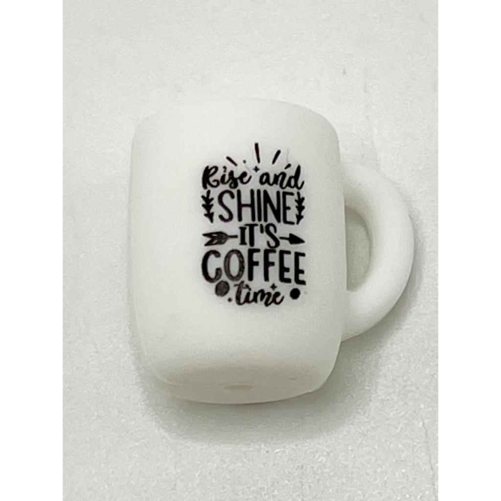 Rise and Shine It's Coffee Time Mug Cup 3D Silicone Focal Beads