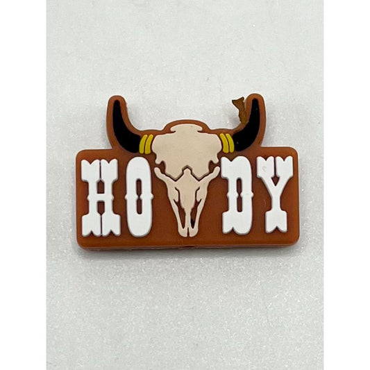 Brown Howdy Buffalo Head Silicone Focal Beads