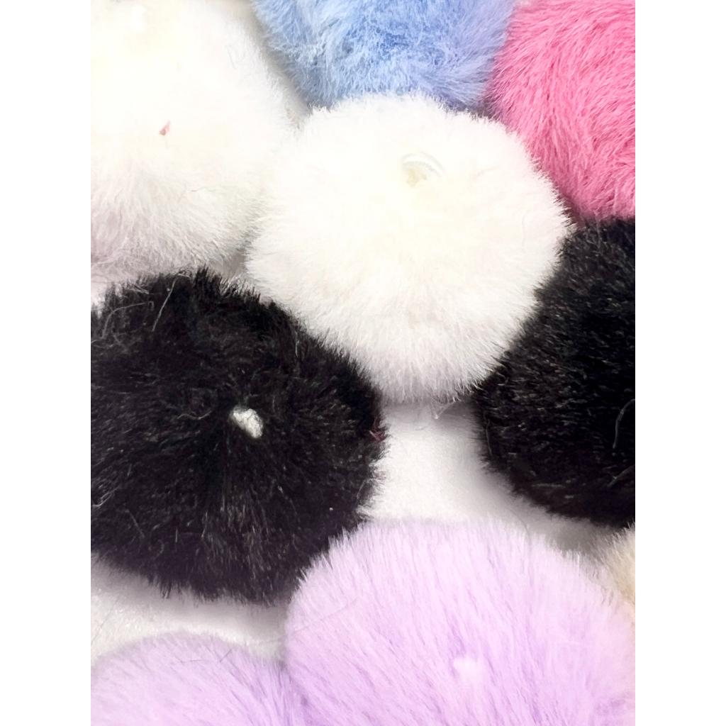 Fluffy Pom Pom Balls with Elastic Loop 22mm, Random Mix Color