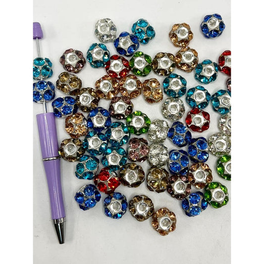 Metal Beads Sparkling Crystal Rhinestones, Vivid Colorful Style, Random Mix, 12mm by 16mm, ZY