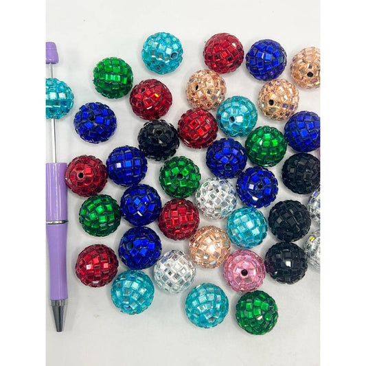 Sparkling Clay Beads with Crystal Rhinestones, Disco Ball Beads, 20mm