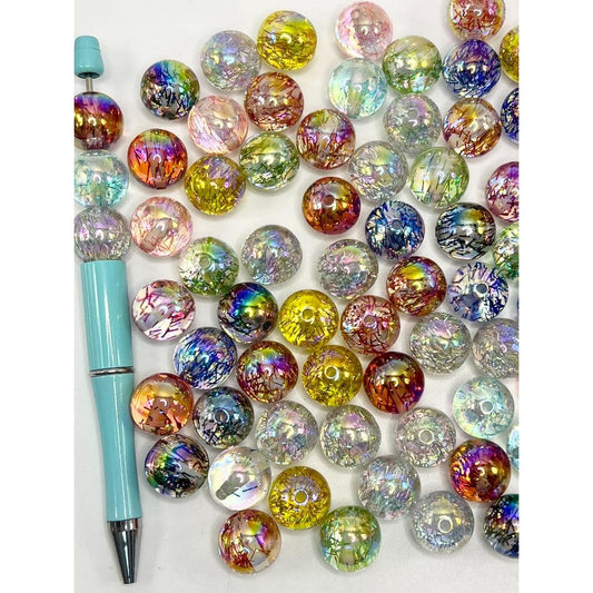 Acrylic Beads with Long and Thin Glitter Confetti, ALX