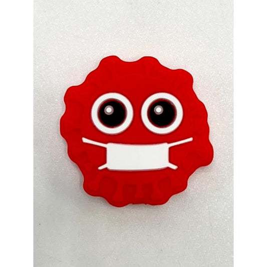 Red Virus with Wear a Mask COVID Silicone Focal Beads