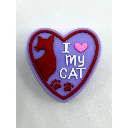 I Love My Cat Pet Paw Heart Silicone Focal Beads