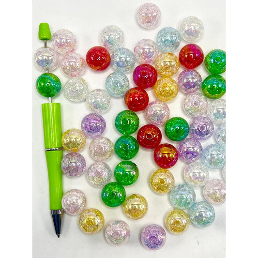 Acrylic Crackle Beads in Various Colors with UV Finish 16 mm