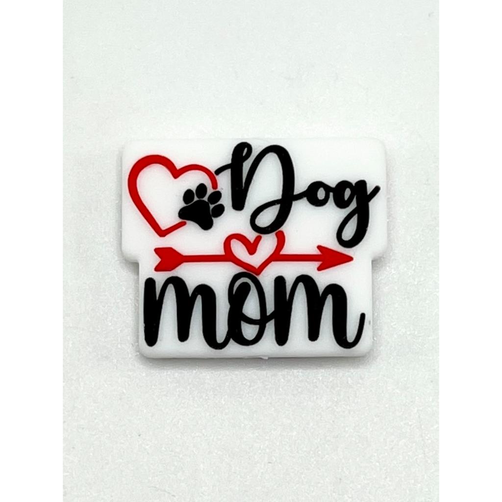 Dog Mom with Heart Paw Silicone Focal Beads