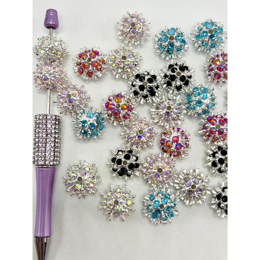 Metal Alloy Beads with Silver Pins & Rhinestones, 20mm, FF