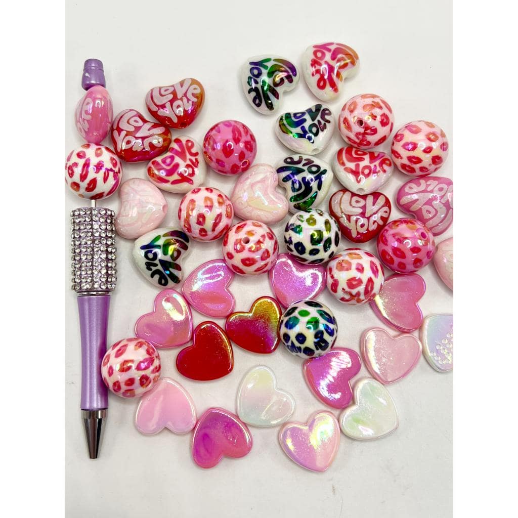 Valentine's Day Acrylic Beads, Random Mix, WQ