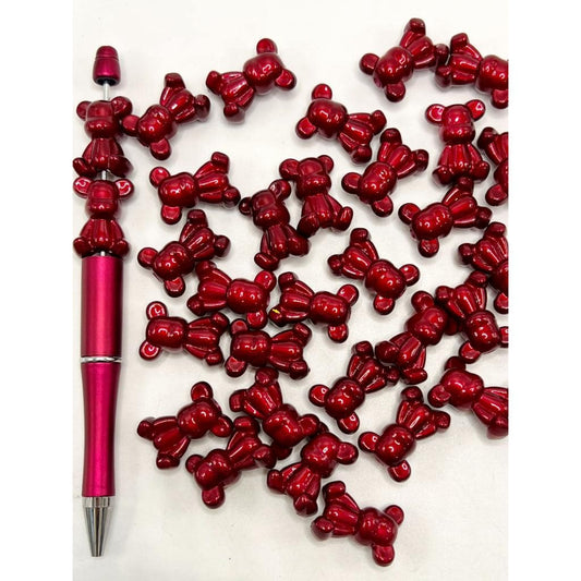 Glossy Red Bear Acrylic Beads, 24mm, Random Mix, AJ