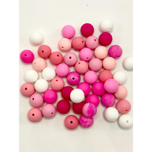 Valentine's Day Silicone Beads, Solid Color, 15mm, Random Mix