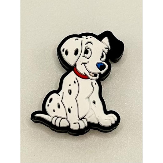 White Spotted Dog Silicone Focal Beads