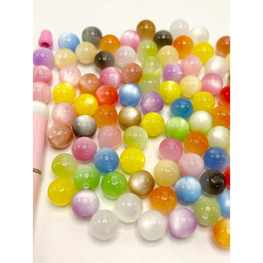 Cat Eye Style Acrylic Beads, 12mm, Random Mix Color, WM