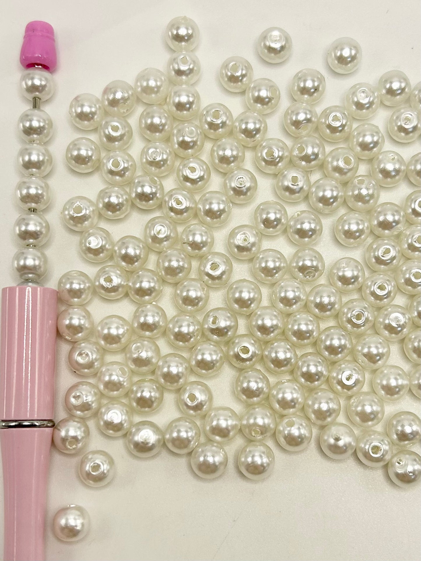 Small White Pearl Acrylic Beads, 8mm