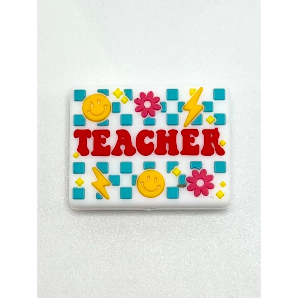 Teacher with Smile Lightning Flower Silicone Focal Beads