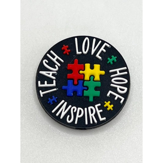 Autism Puzzle Teach Love Hope Inspire Silicone Focal Beads