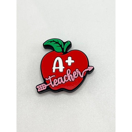 Teacher Red Apple A+ Silicone Focal Beads