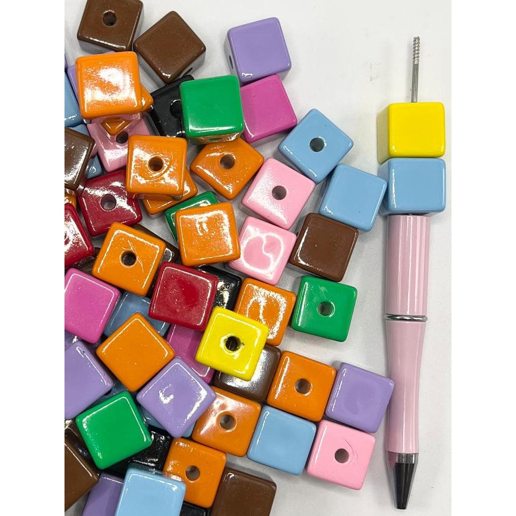 Candy Square Cubes Acrylic Beads, Solid Color, 16mm, FS