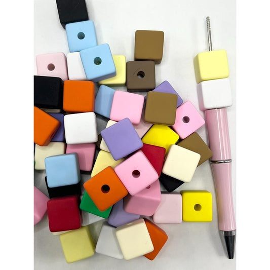 Square Cube Cubes Acrylic Beads, Rubber Plating, 16mm, FS