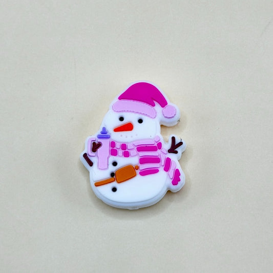 Vivid Cute Snowman Winter with Christmas Hat  Silicone Focal Beads