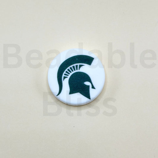 USA America University College Football Team Michigan State Sparta Silicone Focal Beads