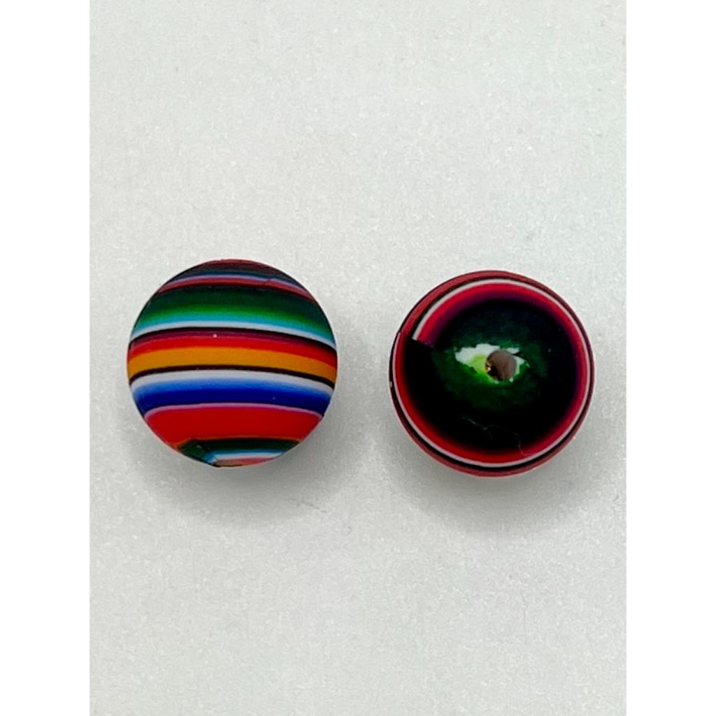 Red Green Black Swirl Printed Silicone Beads, 15mm   Number 888