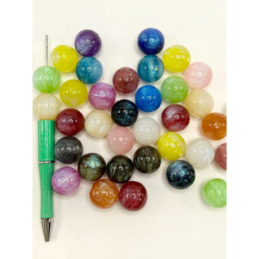 Acrylic Beads with Glitter Inside, 20mm, Random Mix Color, WM