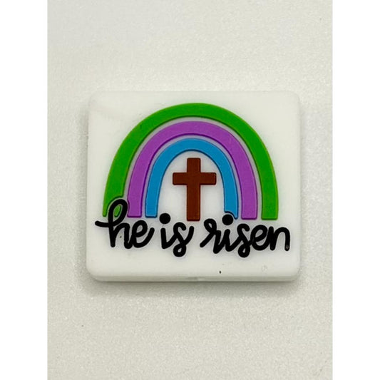 He Is Risen Cross Jesus Silicone Focal Beads