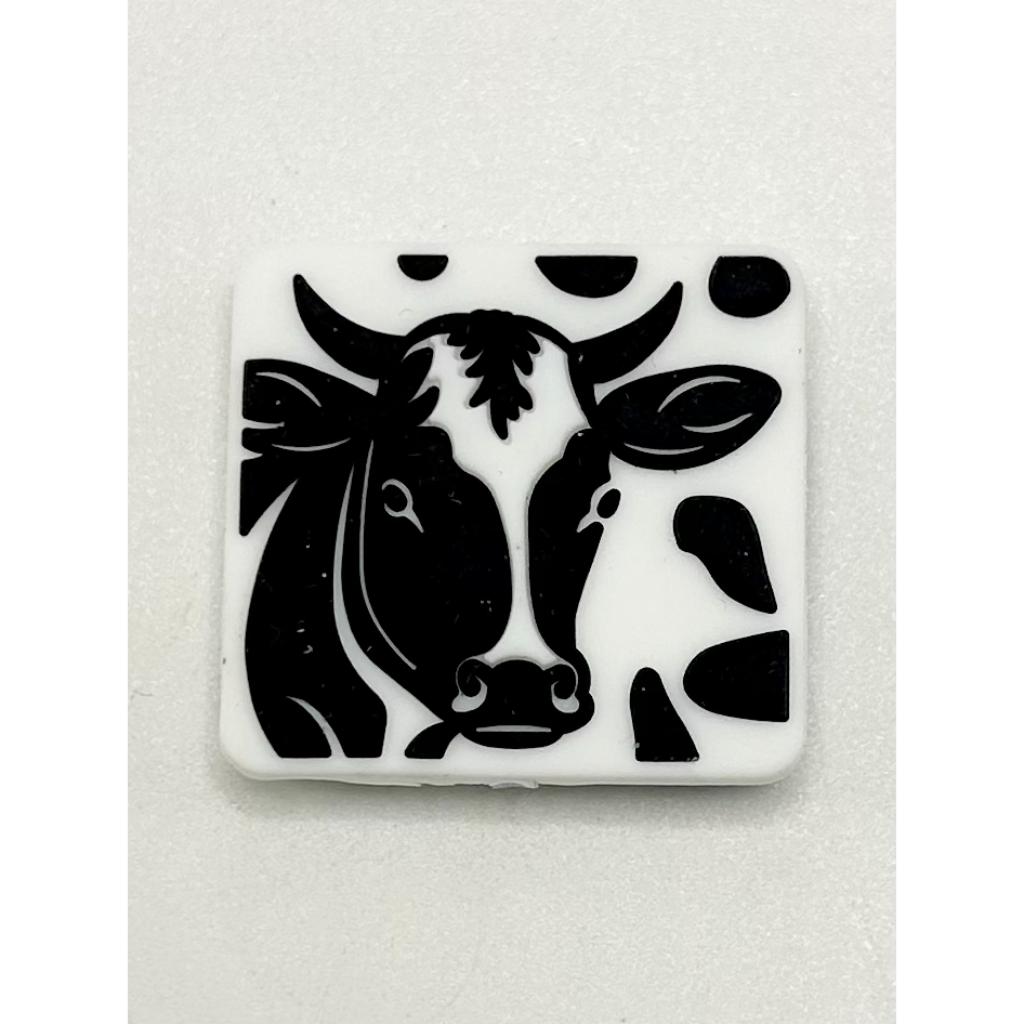 Black & White Cow Silicone Focal Beads